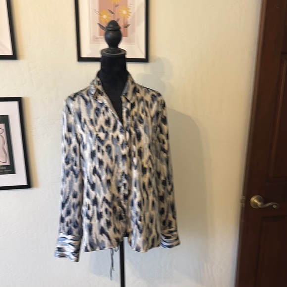 NIC+ZOE Animal Print Blouse - Black and Cream - NWOT - Picture 1 of 7
